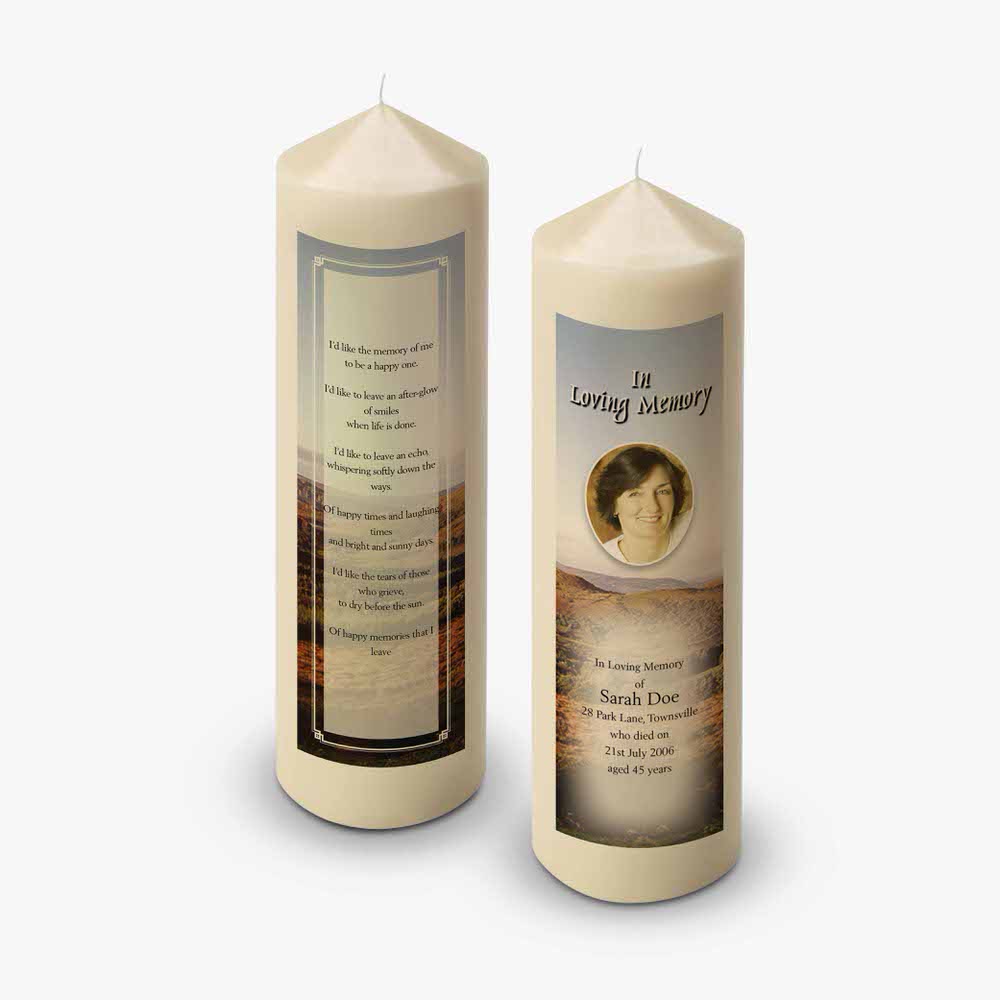 a candle with a picture of a person on it
