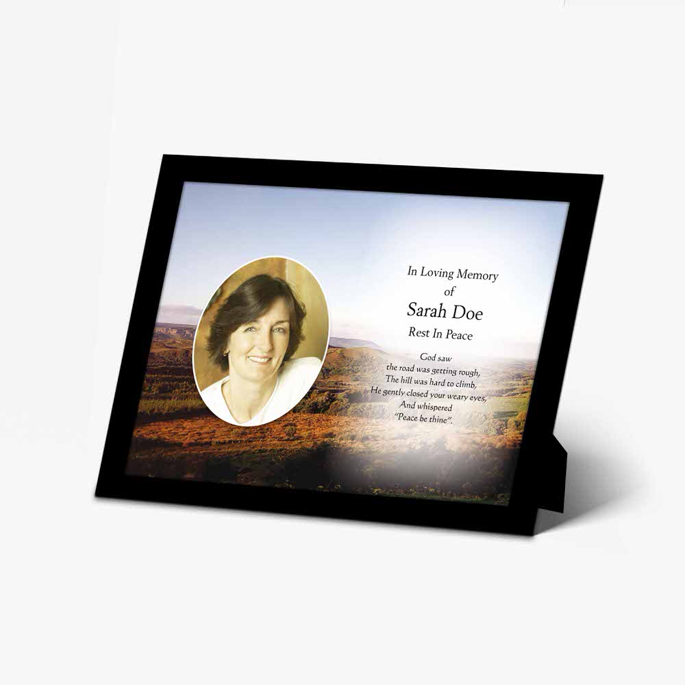 a personalised photo frame for a funeral