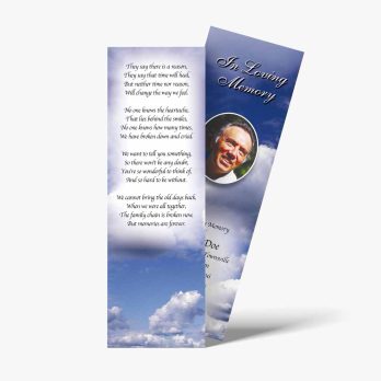 funeral bookmark template with sky and clouds