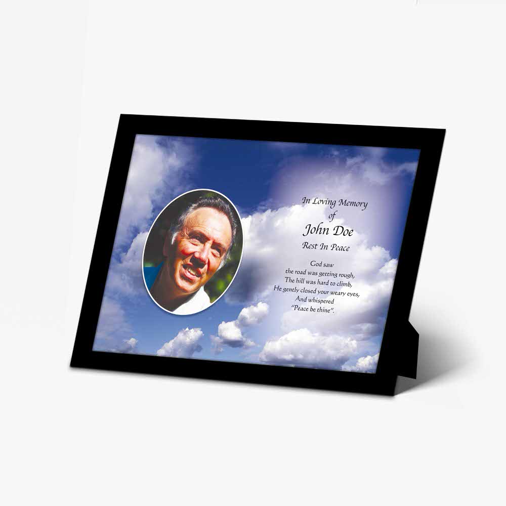 funeral photo frame with sky and clouds