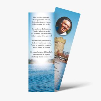 a bookmark with a photo of a man on a boat