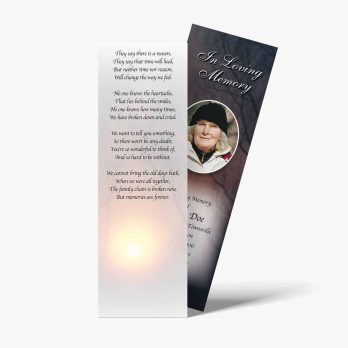 a bookmark with a photo of a woman and a poem