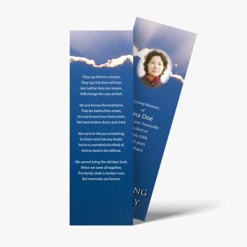 a bookmark with a photo of a woman in the sky