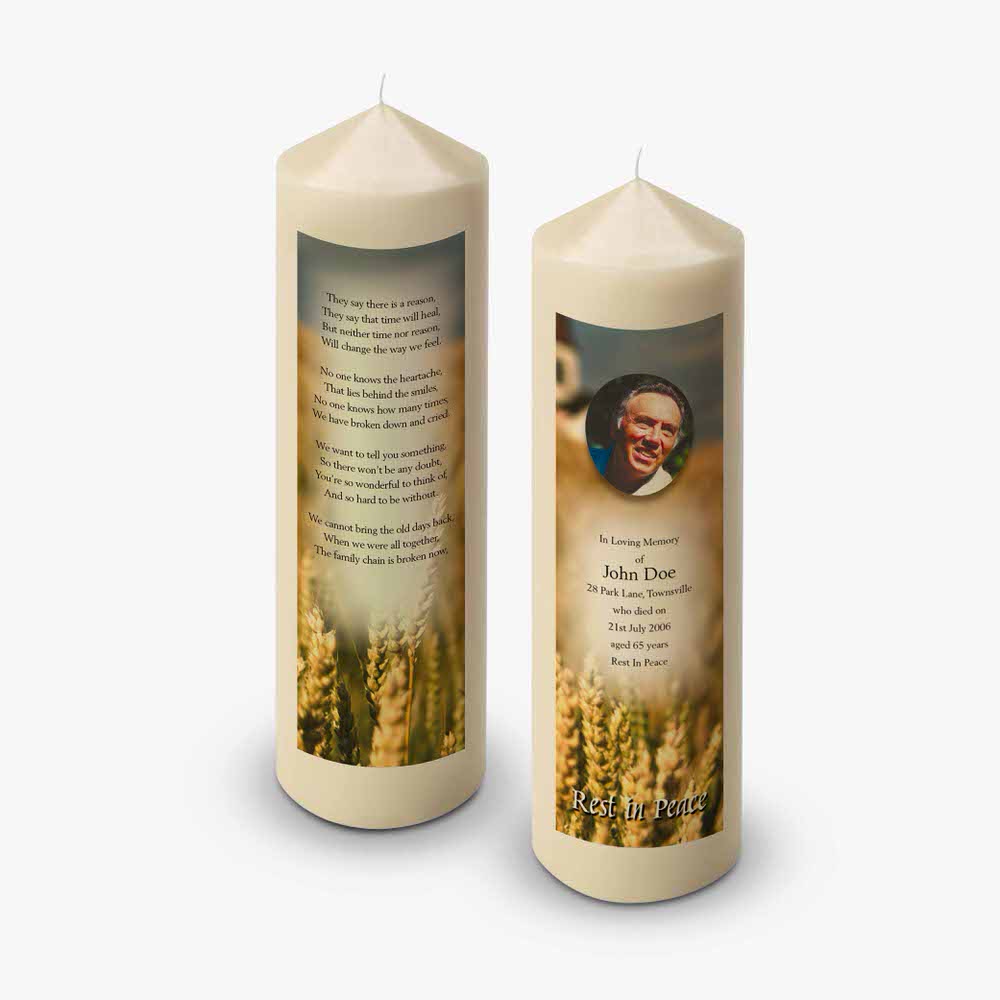 a personalised candle with a photo of a loved one