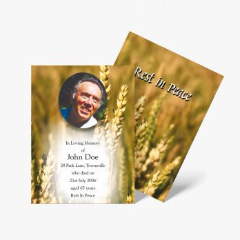 wheat field funeral card template