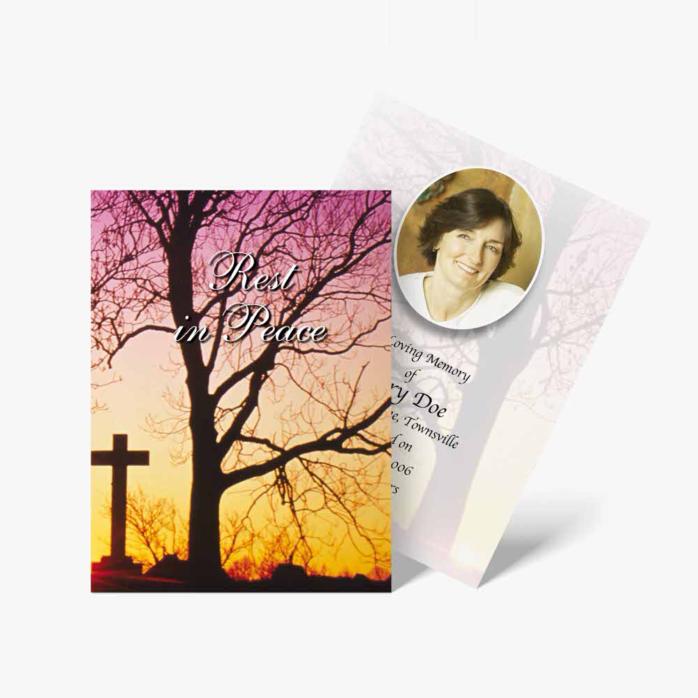 easter card template with tree and cross