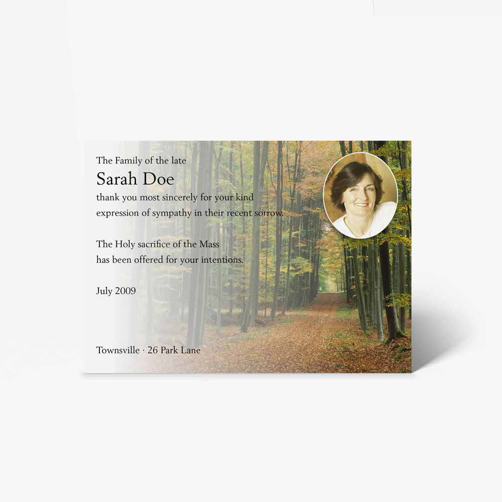 funeral card template autumn leaves