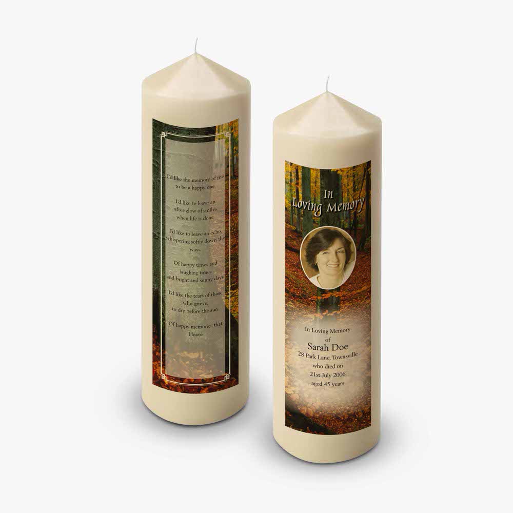 two candles with a poem on them