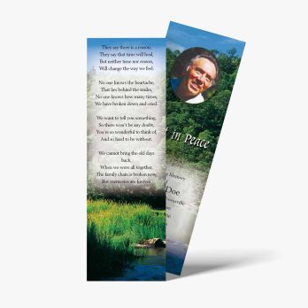 a bookmark with a photo of a man on it