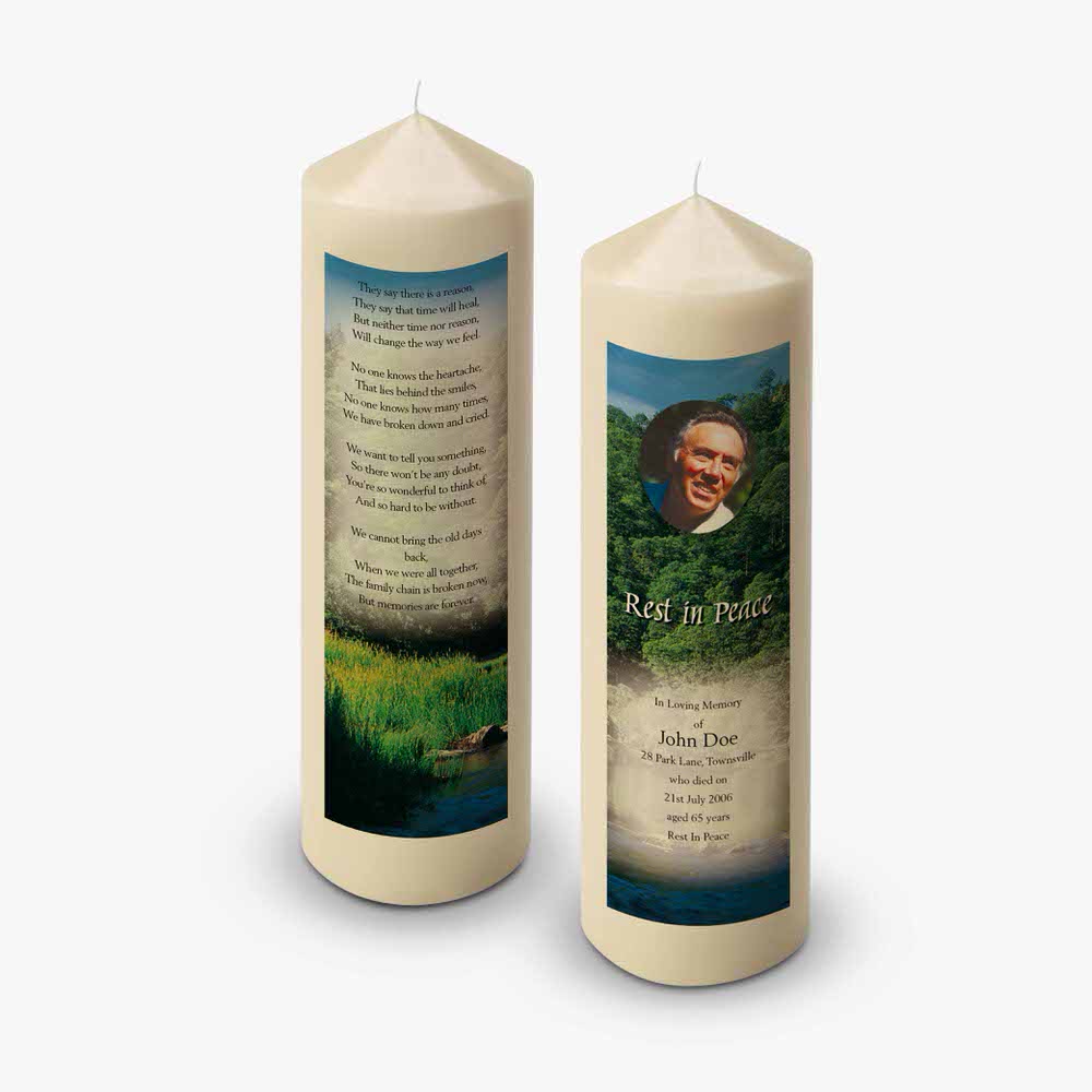 a candle with a poem on it