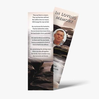 a bookmark with a photo of a man on the beach