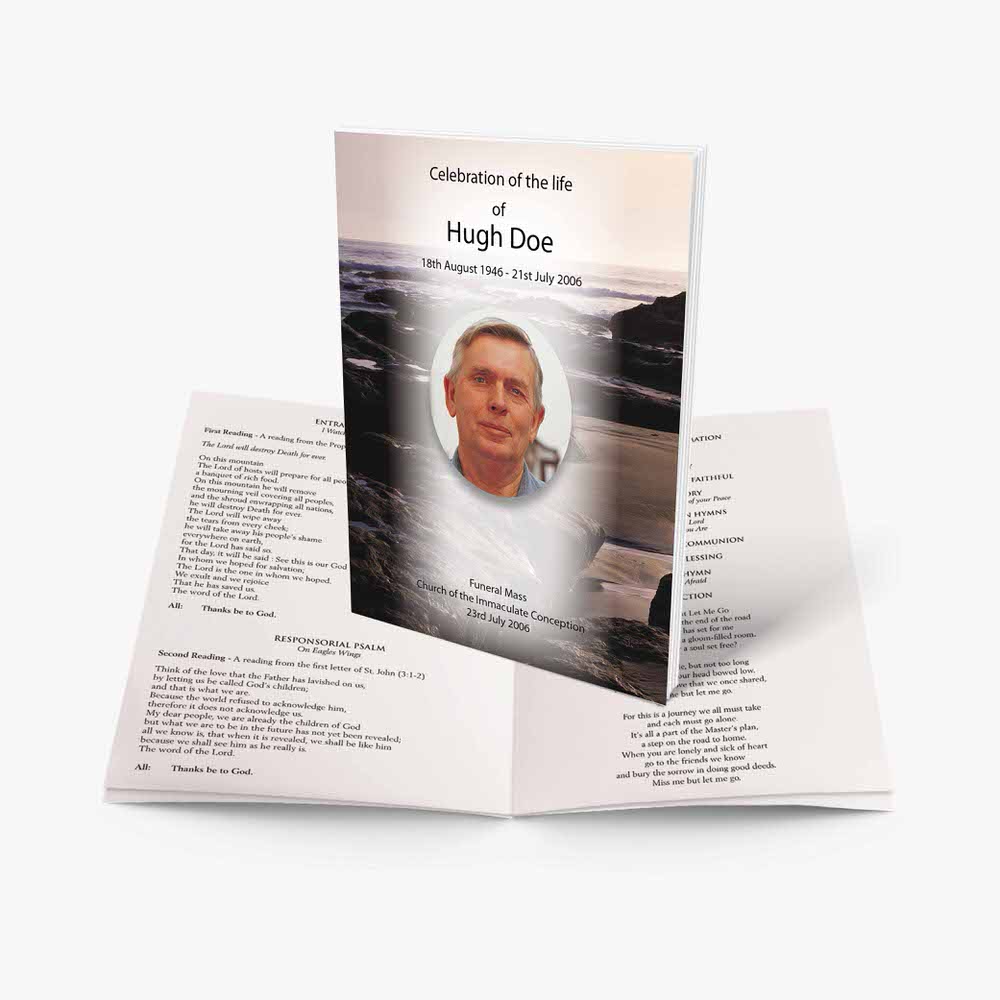 a memorial booklet for a man who died in a car accident