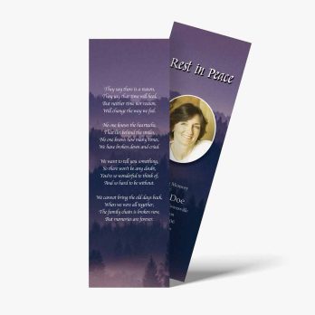 a funeral bookmark template with a photo of a woman