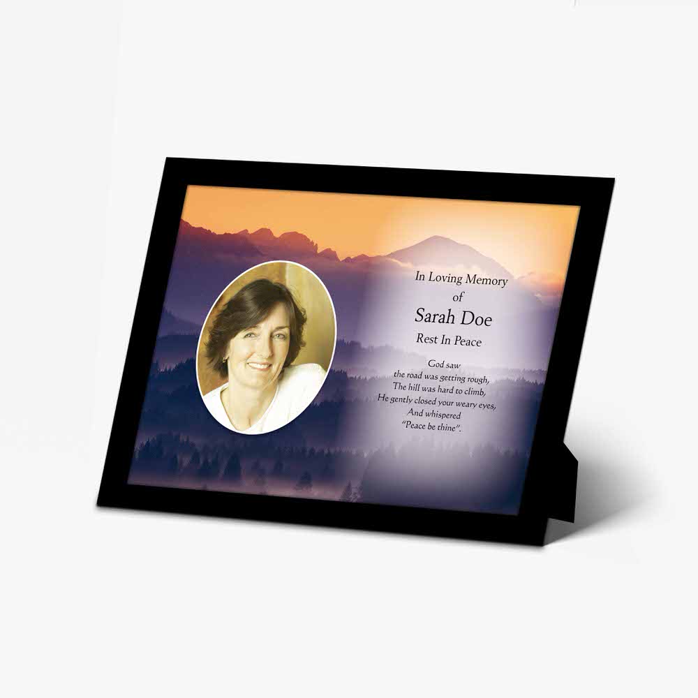 mountain sunset memorial photo frame