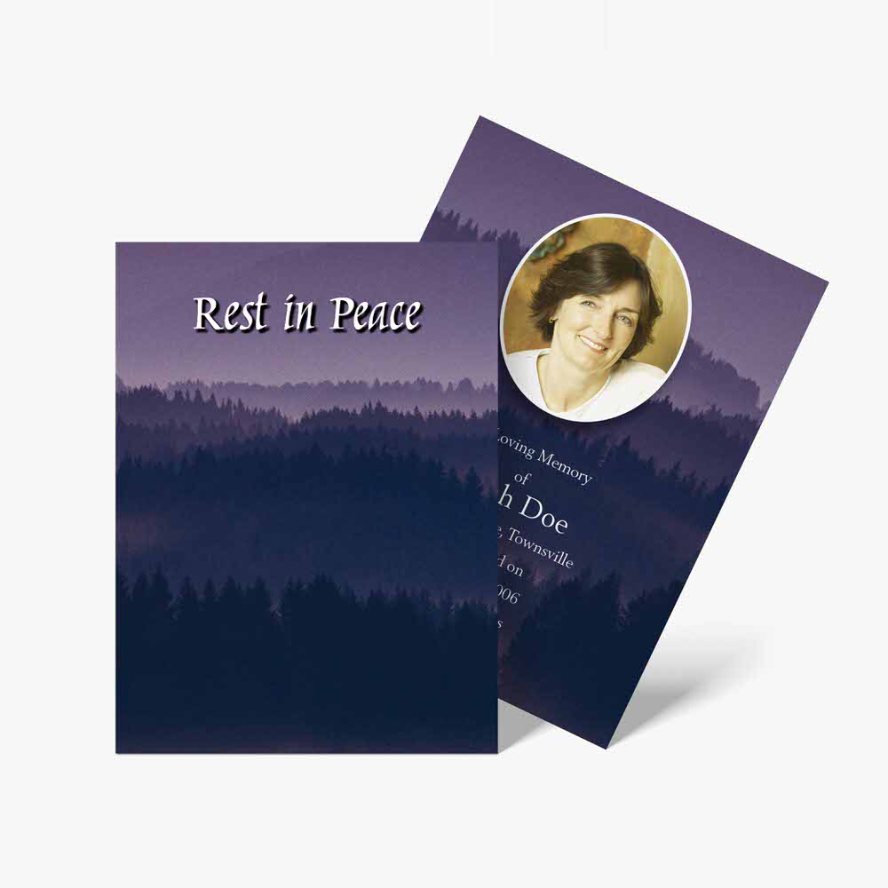 forest night funeral card template