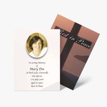 a funeral card with a photo of a woman