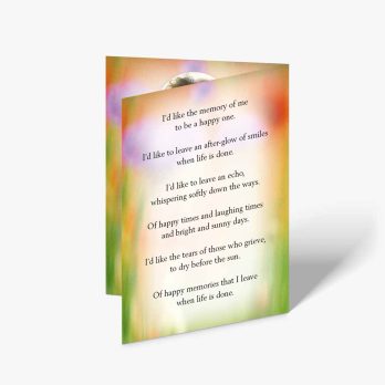 a card with a poem about a flower garden