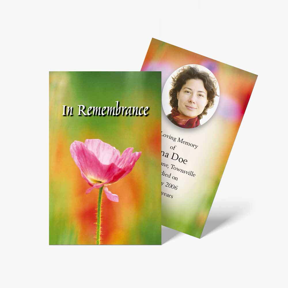 memorial cards with flowers