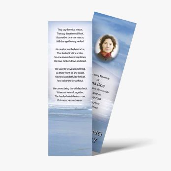 a bookmark with a photo of a woman on the beach