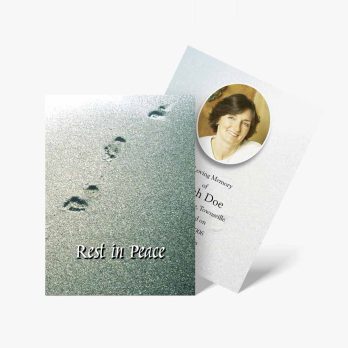 footprints in the sand funeral card