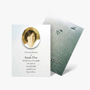 a funeral card with a photo of a woman