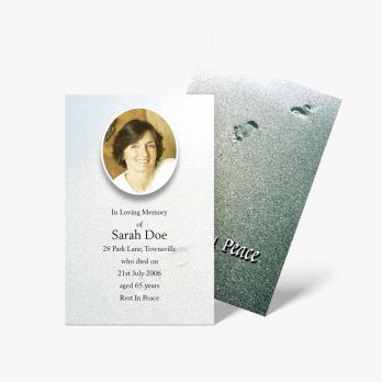 a funeral card with a photo of a woman