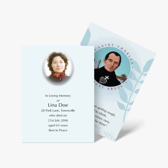 a funeral card with a photo of a woman