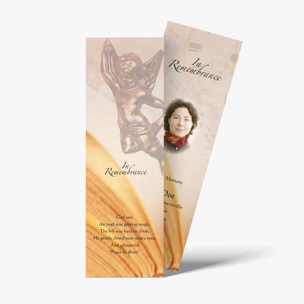 a bookmarks with a picture of a woman and angel