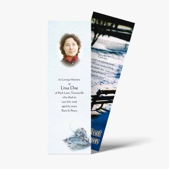 a bookmark with a photo of a woman on it