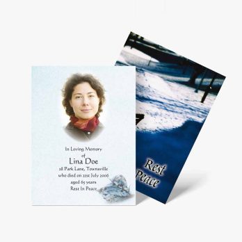 a funeral card with a photo of a woman on it