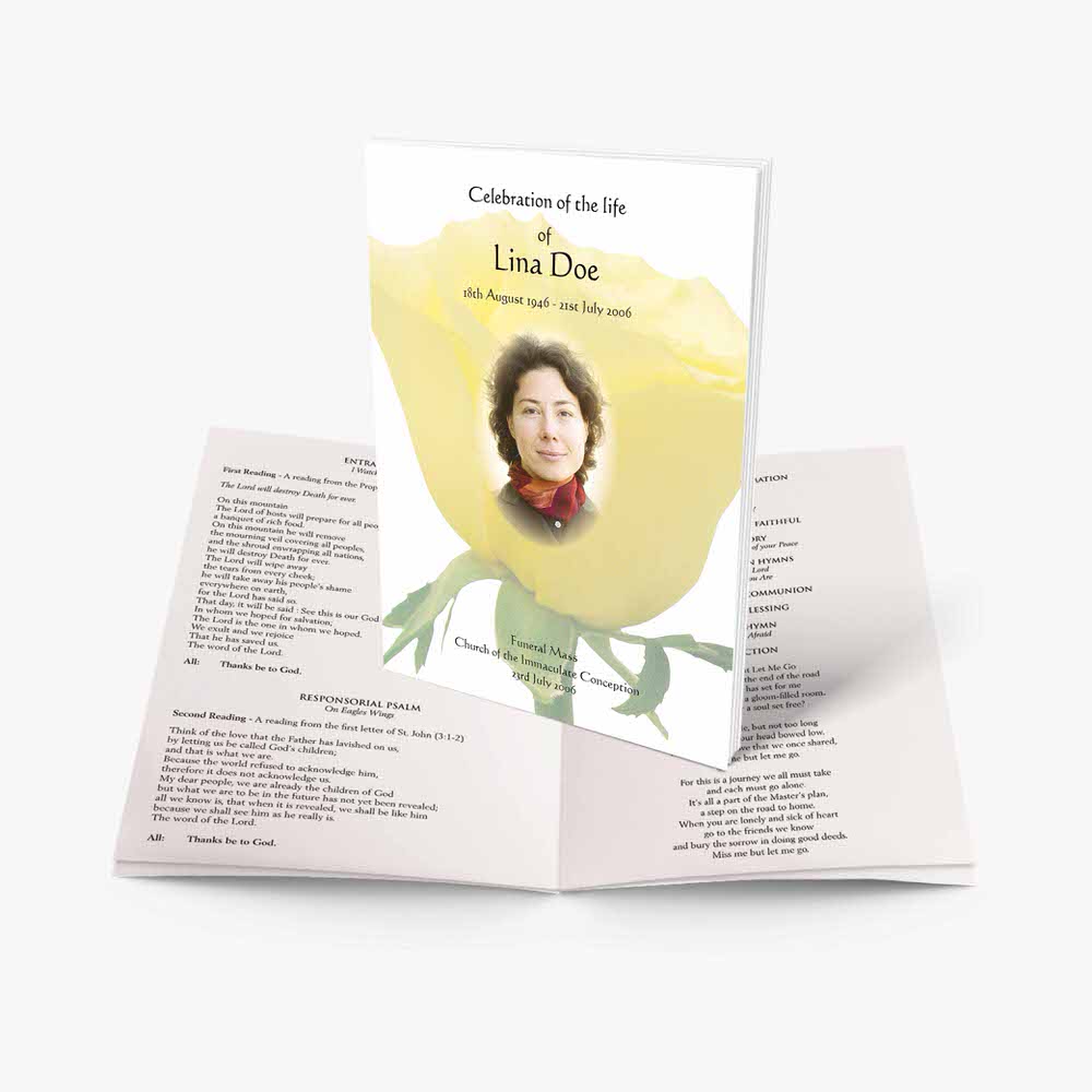 funeral program booklet - yellow rose