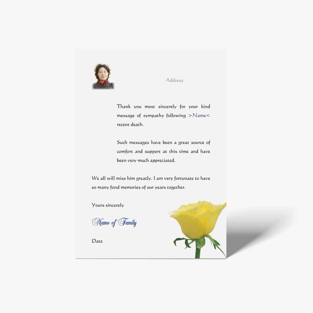 thank you card with yellow rose