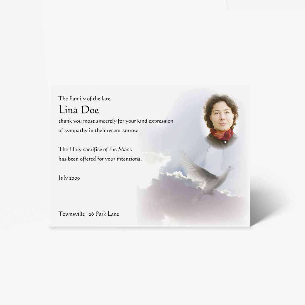 a memorial card for a person who died