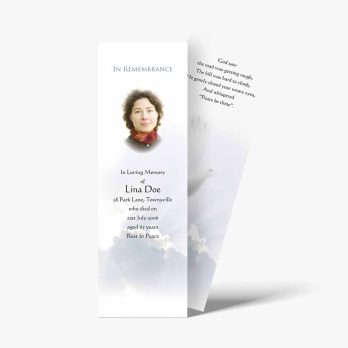 a funeral program with a photo of a woman