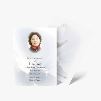 funeral card template with dove