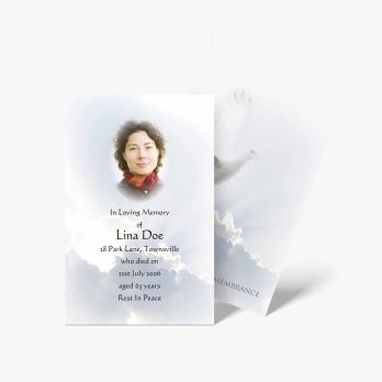 funeral card template with dove