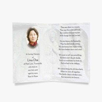 a memorial prayer card for a loved one