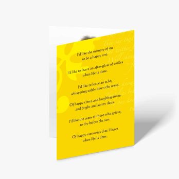 a yellow card with a poem on it