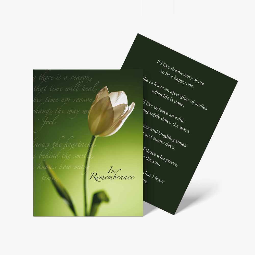 remembrance card - white tulip