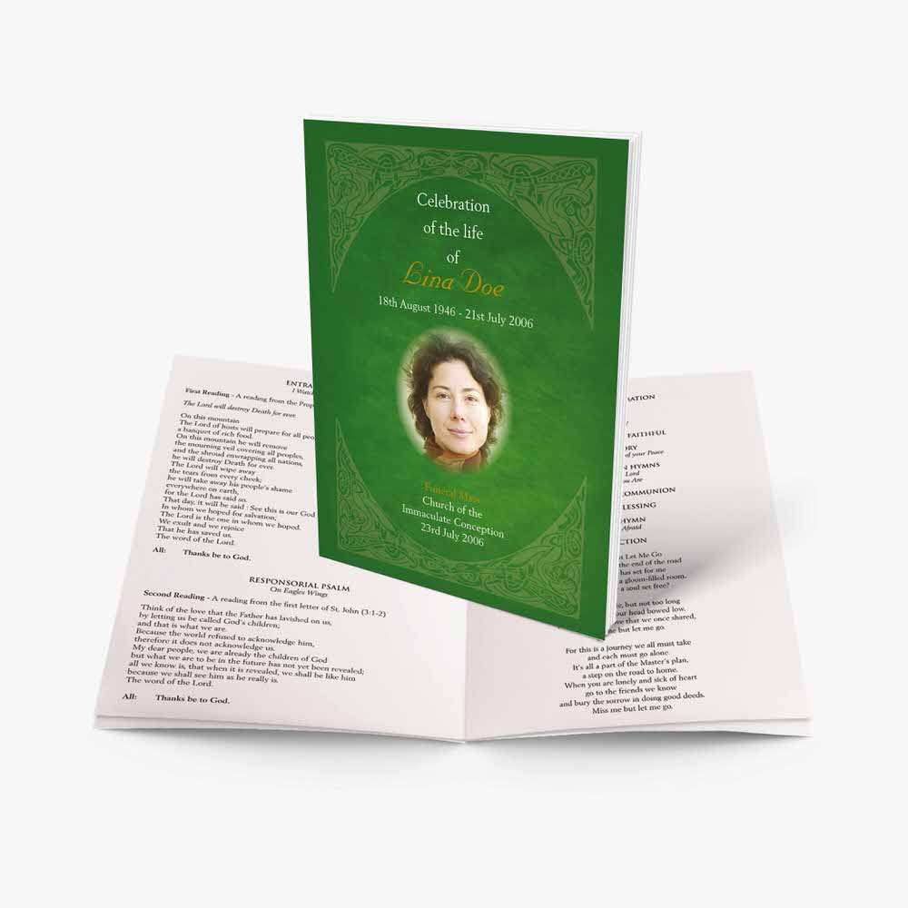 green funeral program template