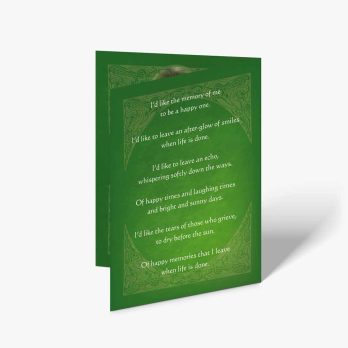 a green greeting card with an irish poem