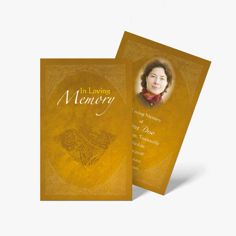 a funeral card with a woman's face on it