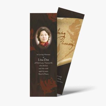 a funeral program template with a photo of a woman