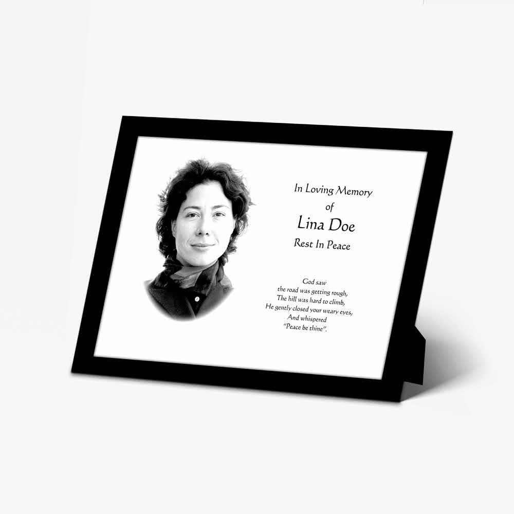 funeral photo frame - black and white