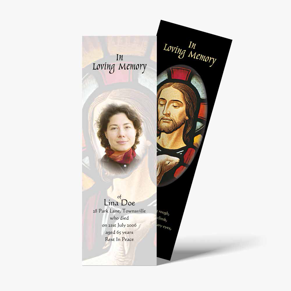 a bookmark with a picture of a woman and a man