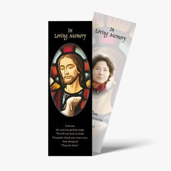 a bookmark with a picture of jesus and a prayer card