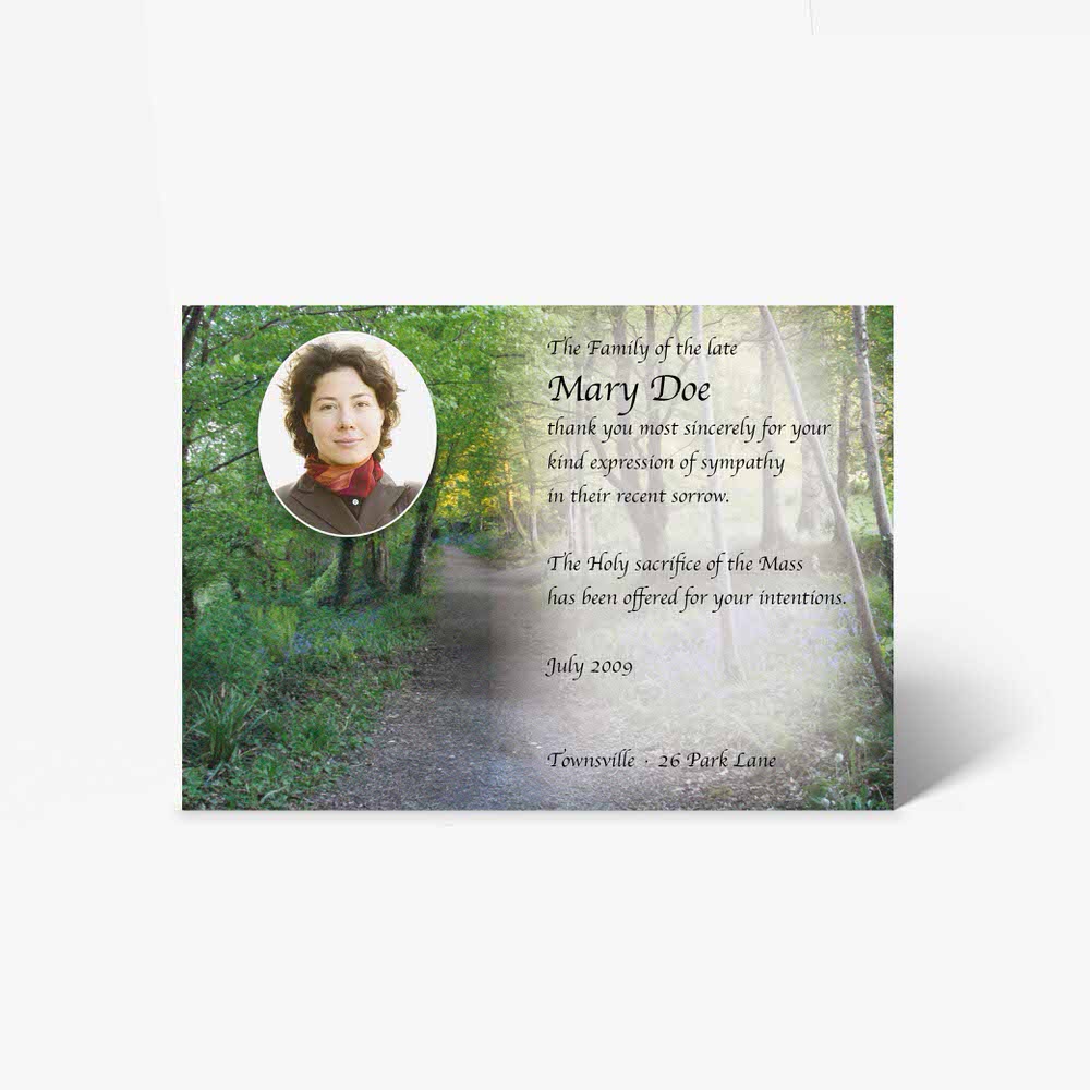 forest memorial card template
