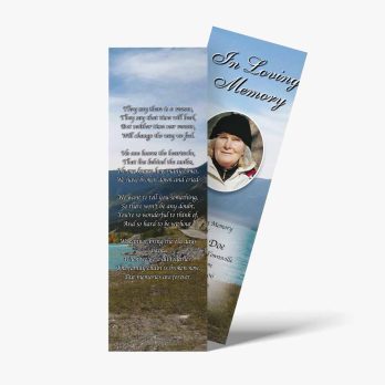 a bookmark with a photo of a woman on it