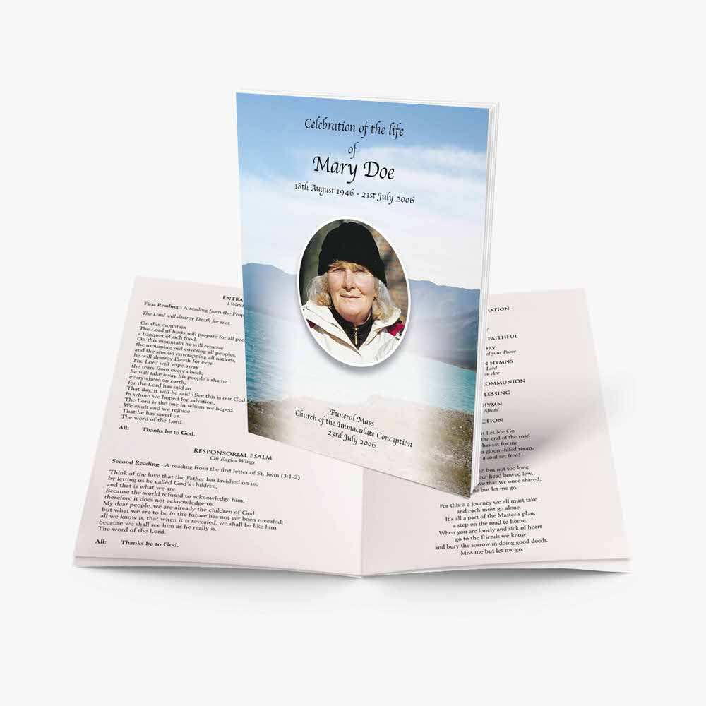 a funeral pamphlet with a photo of a woman