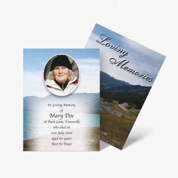 a funeral card with a photo of a woman in a hat